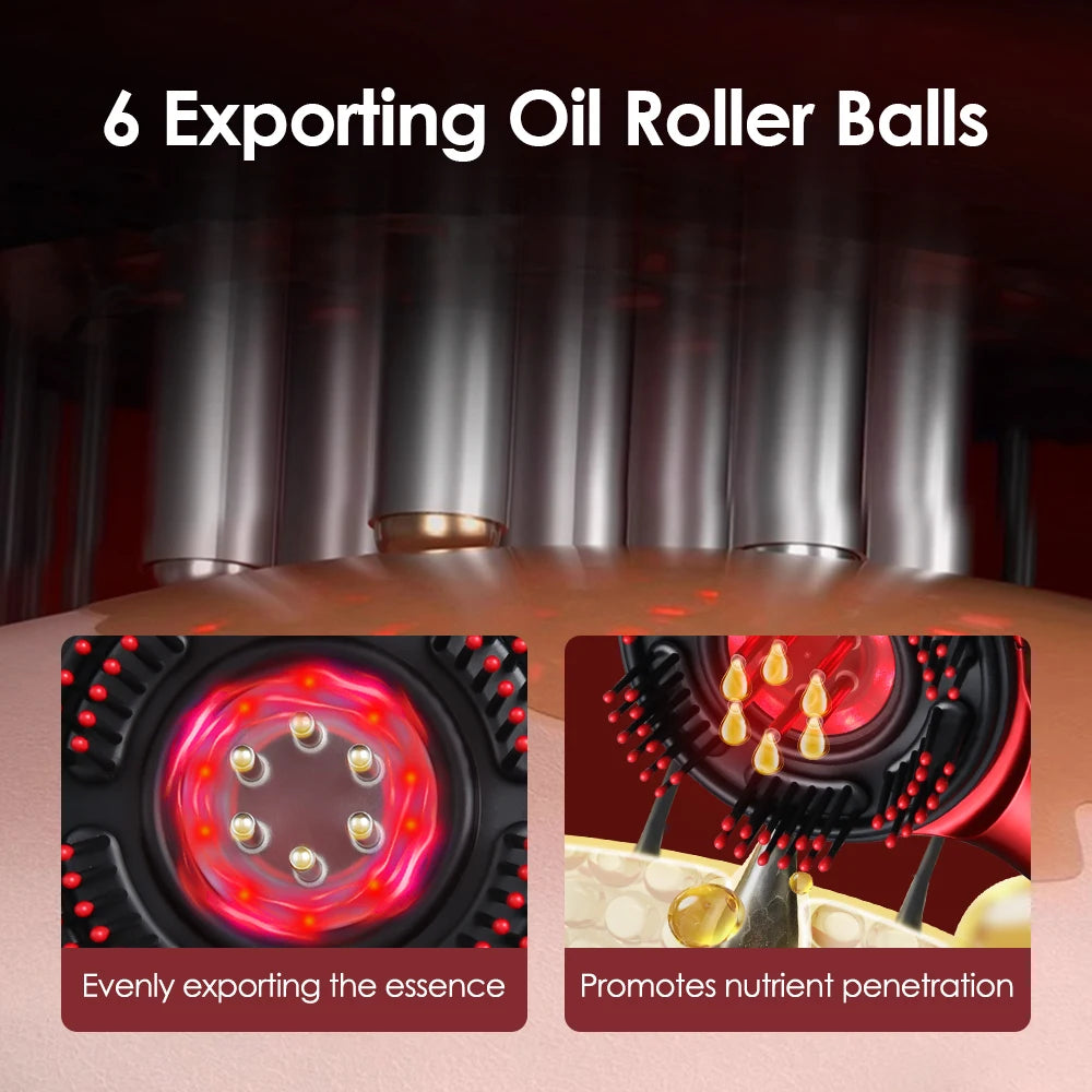 All-in-One Electric Scalp Massage Comb wth LED Light Therapy and Oil Applicator