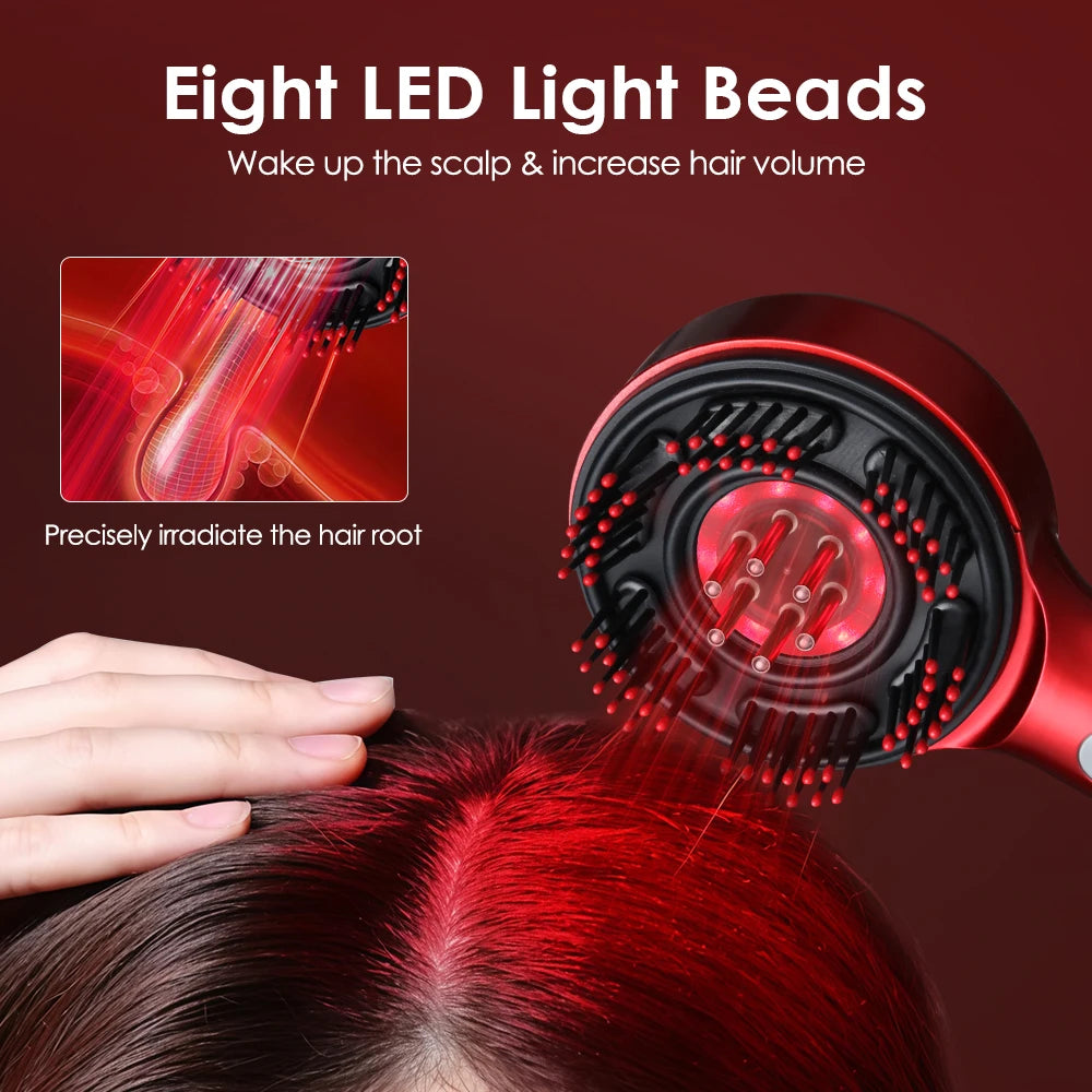 All-in-One Electric Scalp Massage Comb wth LED Light Therapy and Oil Applicator