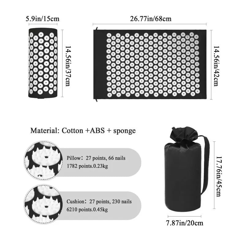 Acupressure Mat and Pillow Set — Head & Body Pressure Therapy