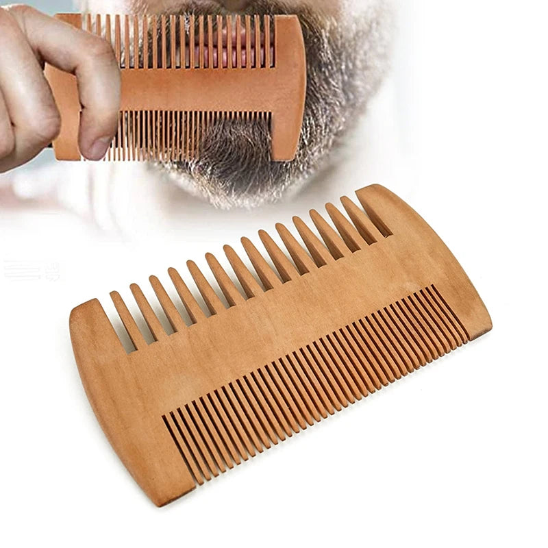 Wooden Hair Brush & Beard Comb Set
